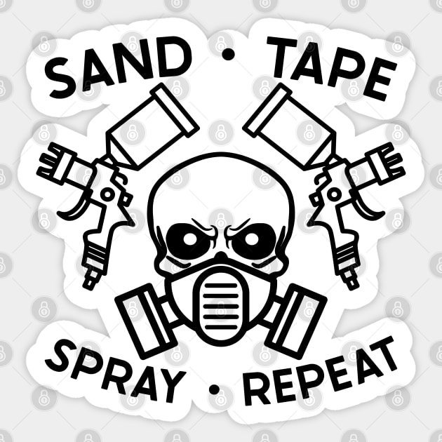 Sand Tape Spray Repeat Auto Body Mechanic Painter Garage Funny Sticker by GlimmerDesigns